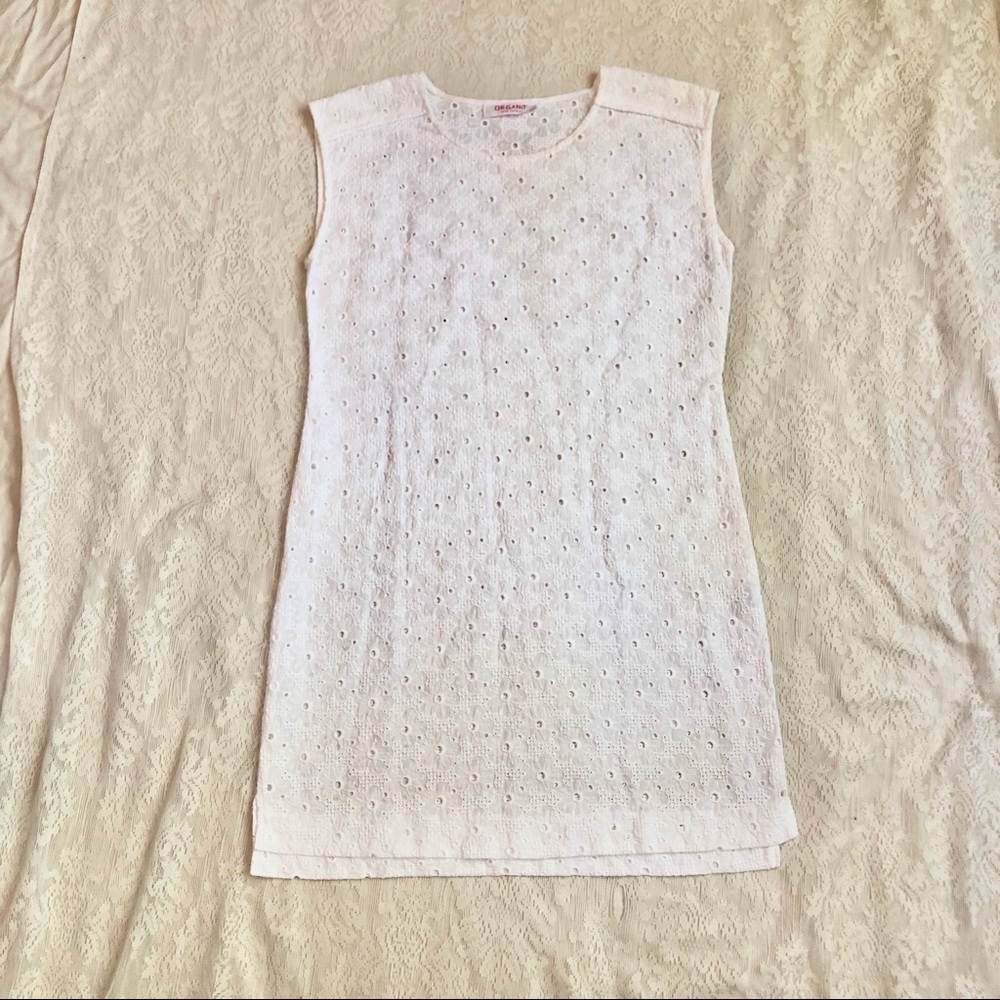 Organic by John Patrick eyelet white shift cotton dress